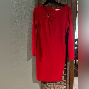 Calvin Klein Gold Accent Red Holiday Dress